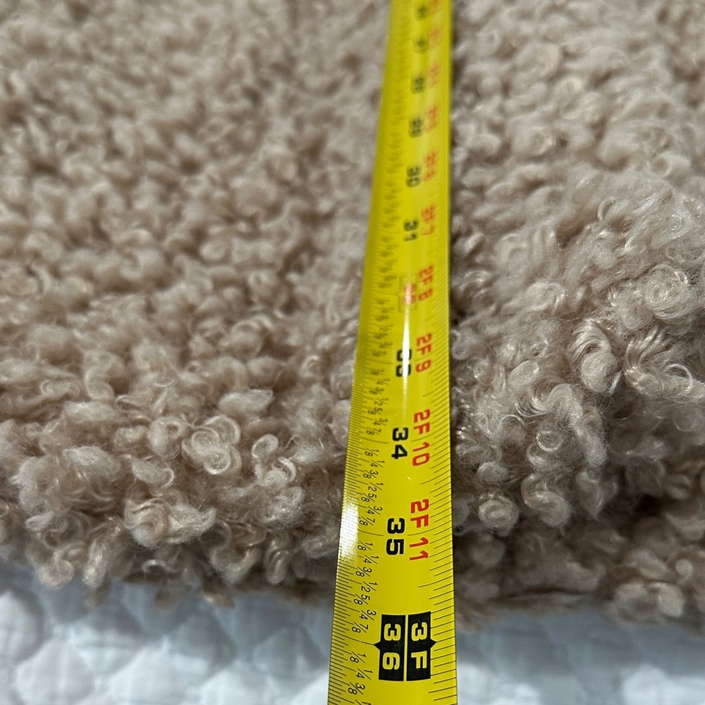 For The Republic Tan Curly Faux Fur Teddy Sherpa Bouclé Cozy Boho Jacket Size M - Picture 17 of 17
